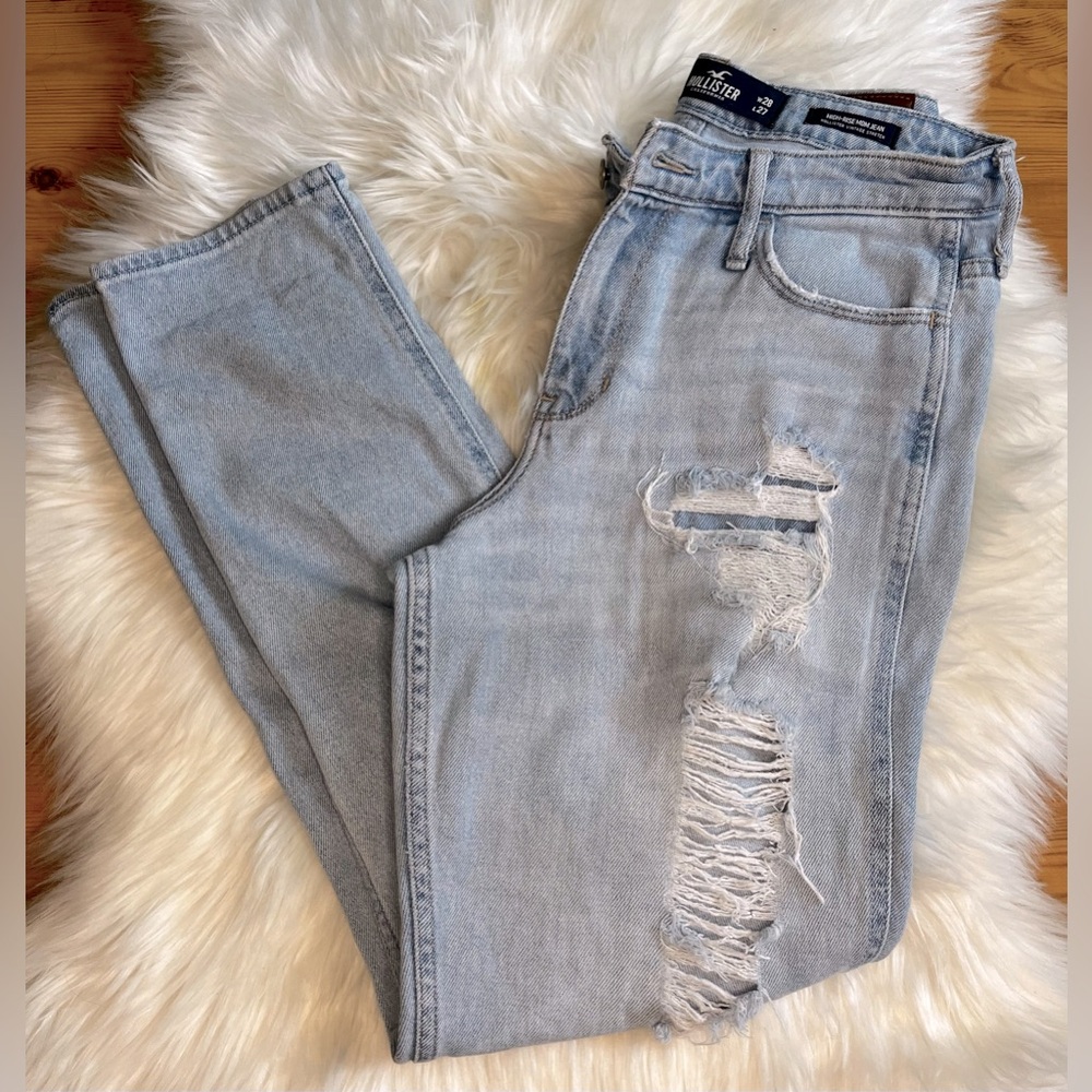 Hollister Size 7R W28 L27 High Rise Mom Jeans Distressed Vintage Stretch